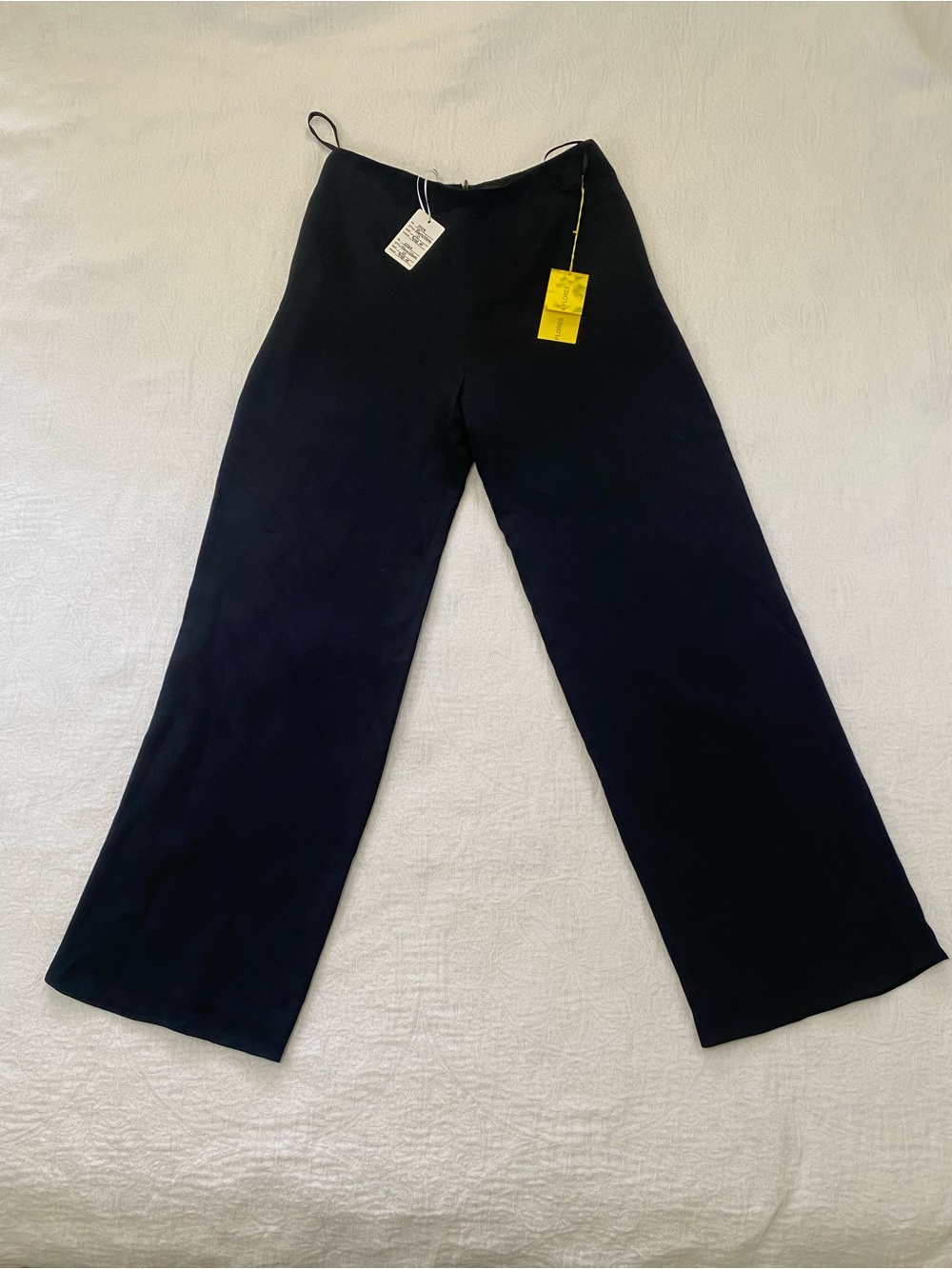 Flores & Flores Womens 100% Silk Wide Leg Dress Pants Black Size 10 NWT